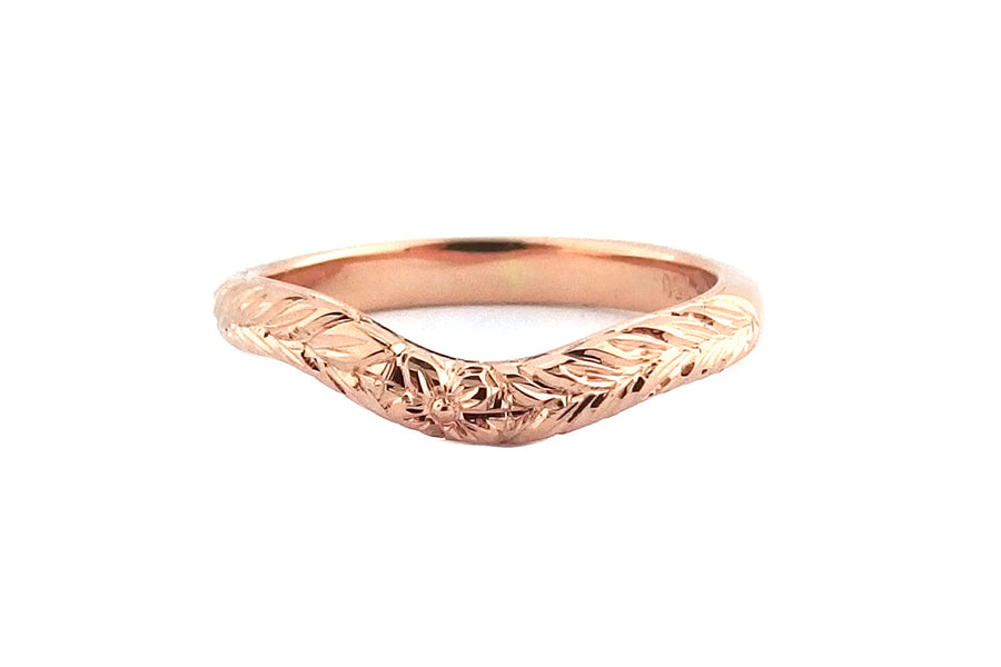 18ct rose gold engraved wedding ring