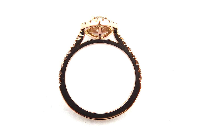 18ct rose gold pear shape halo ring