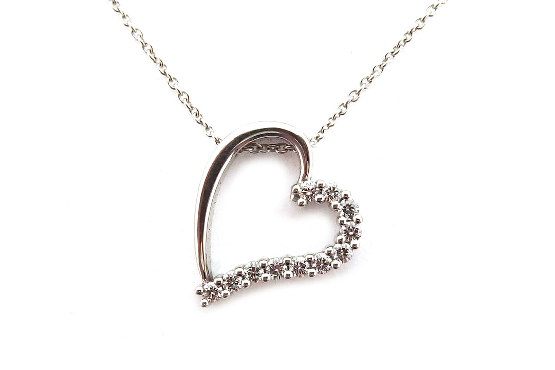 18ct white gold diamond set heart shape pendant