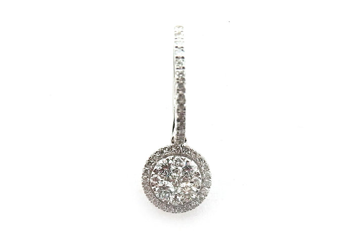 18ct white gold halo drop diamond earrings