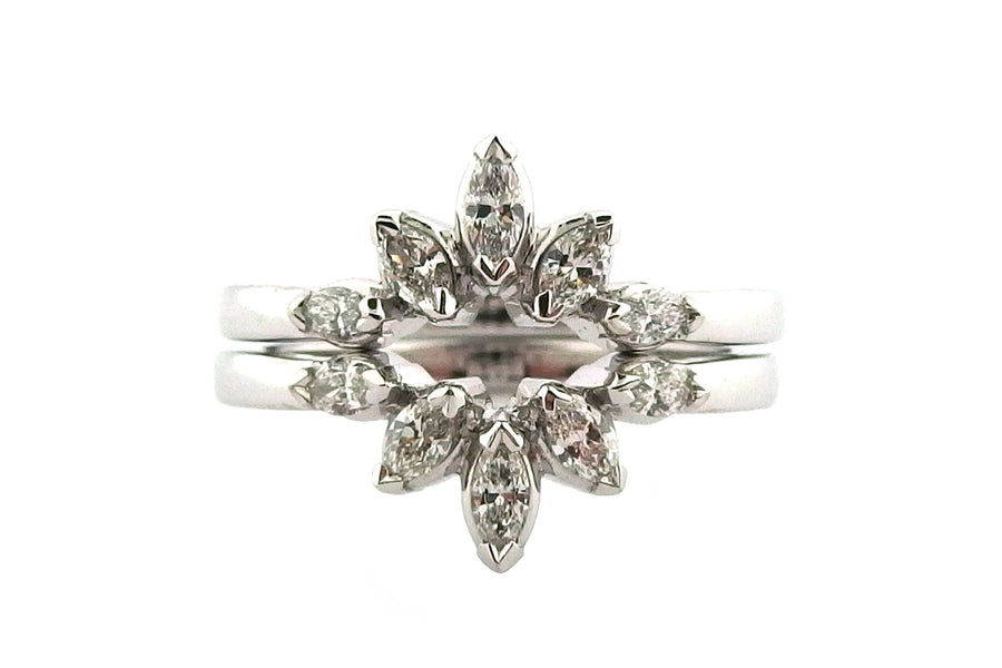 18ct white gold marquise diamond wedding ring and eternity ring set