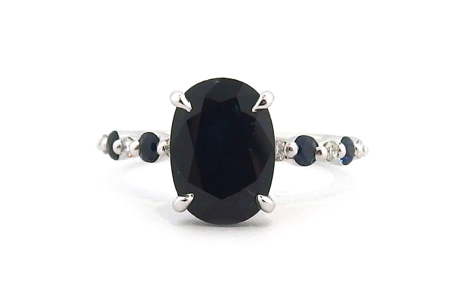 18ct white gold treated black diamond ring