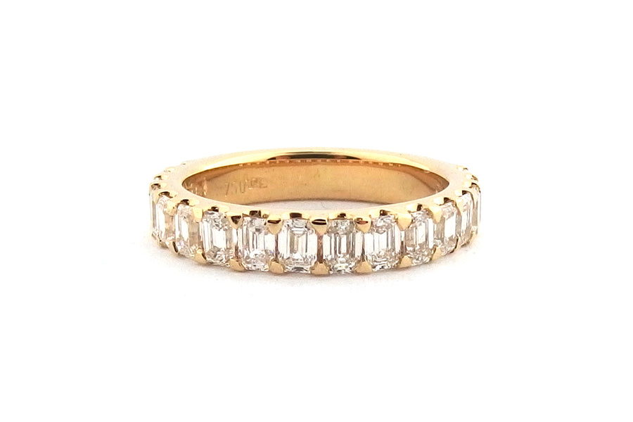 18ct yellow gold emerald cut diamond wedding ring