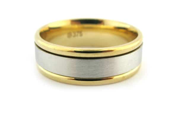 9ct yellow and white gold men's wedding band