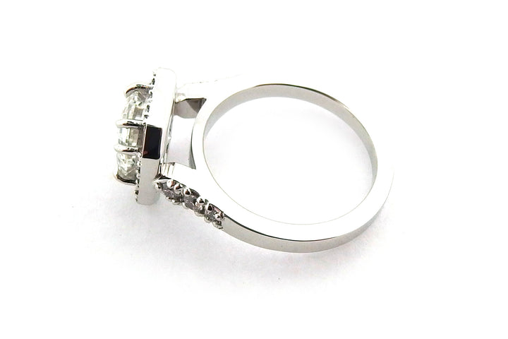 Art Deco inspired asscher cut halo ring