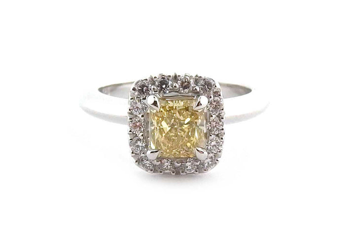 Yellow cushion cut halo
