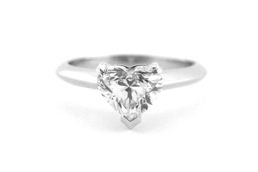 Heart shaped solitaire diamond ring