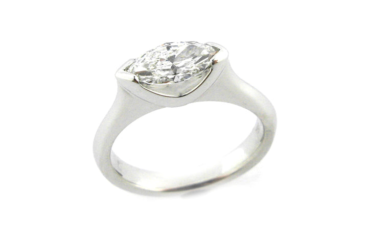 Marquise diamond ring horizontally set