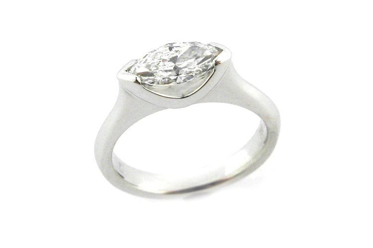Marquise diamond ring horizontally set