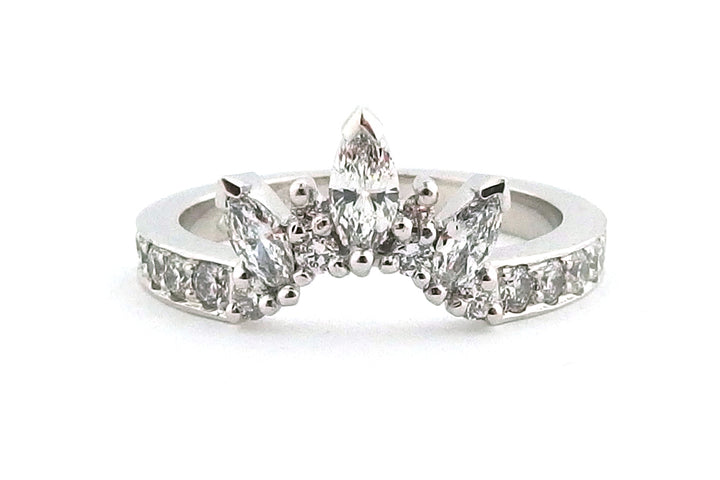 Platinum marquise and round diamond eternity ring