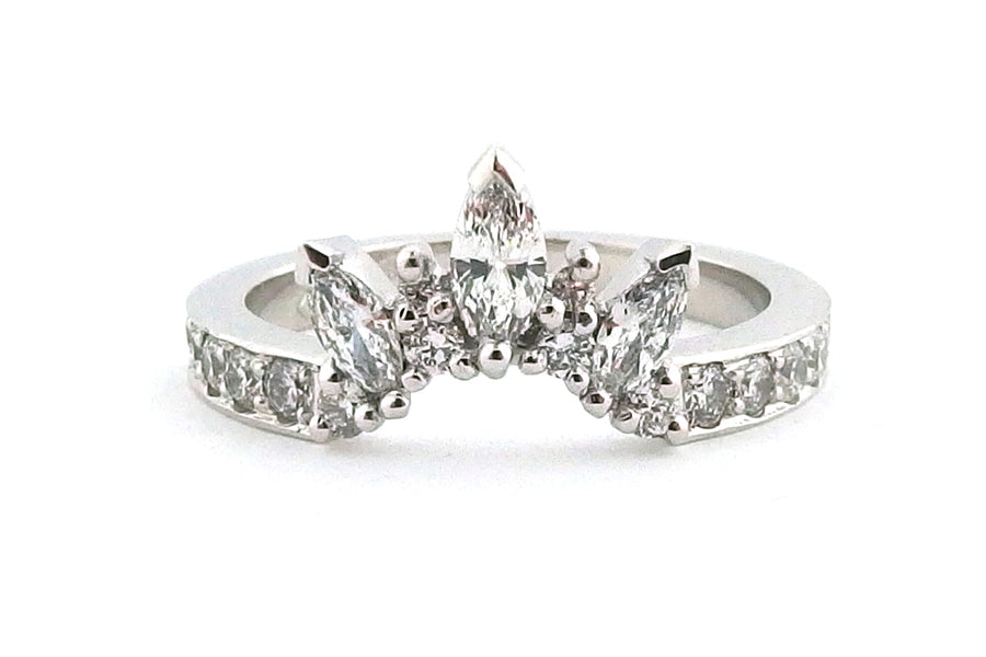 Platinum marquise and round diamond eternity ring