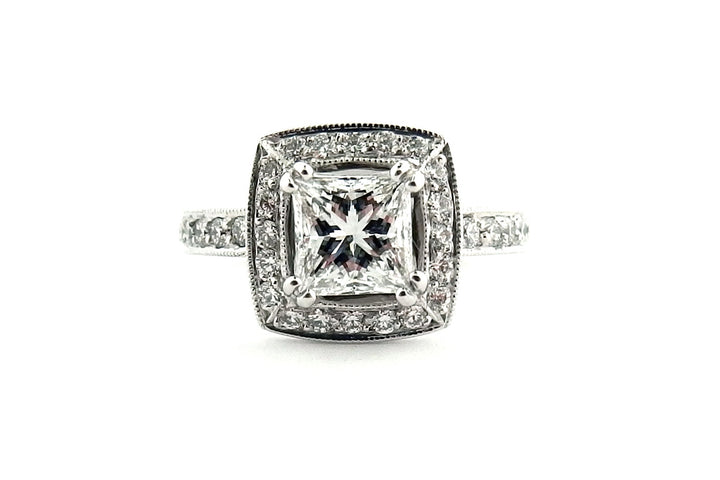 Princess cut with a cushion shape halo