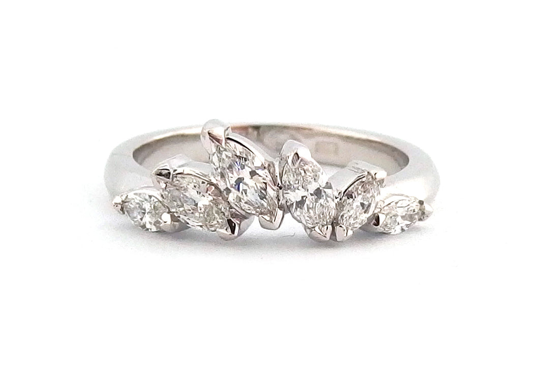 Unique platinum marquise set ring