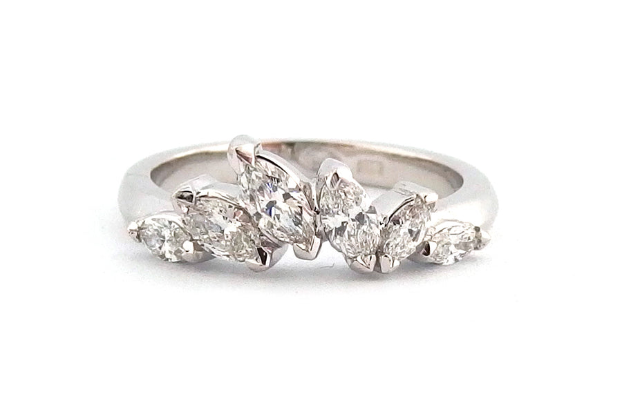Unique platinum marquise set ring