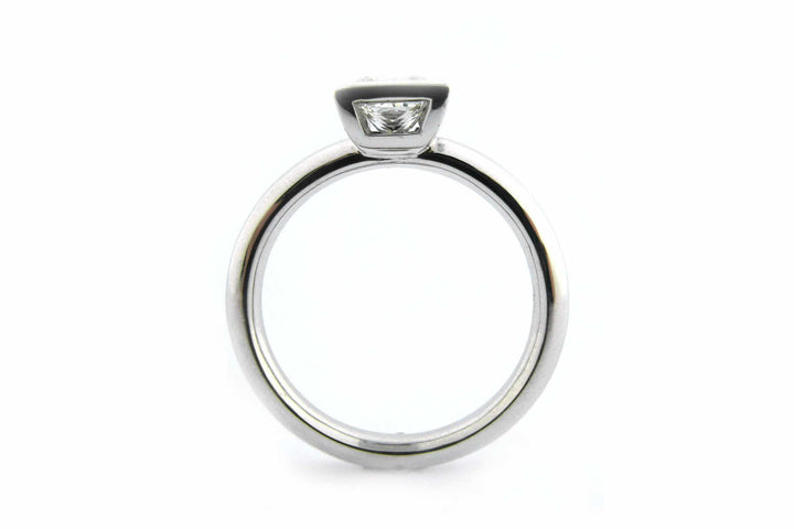 Bezel set princess cut diamond ring