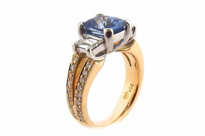 Blue Sapphire and diamond split band