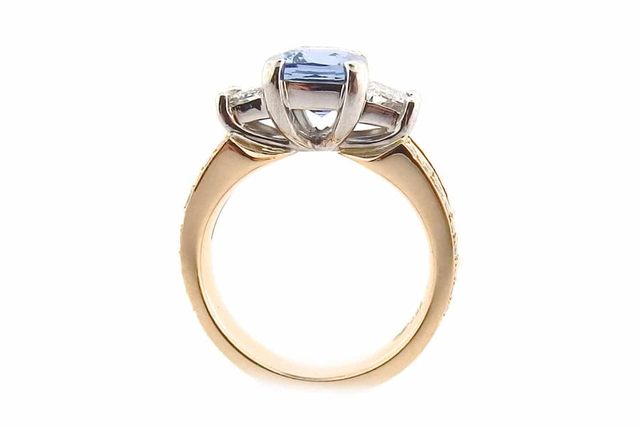 Blue Sapphire and diamond split band