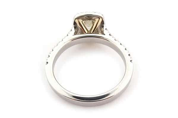 Yellow cushion cut diamond halo ring