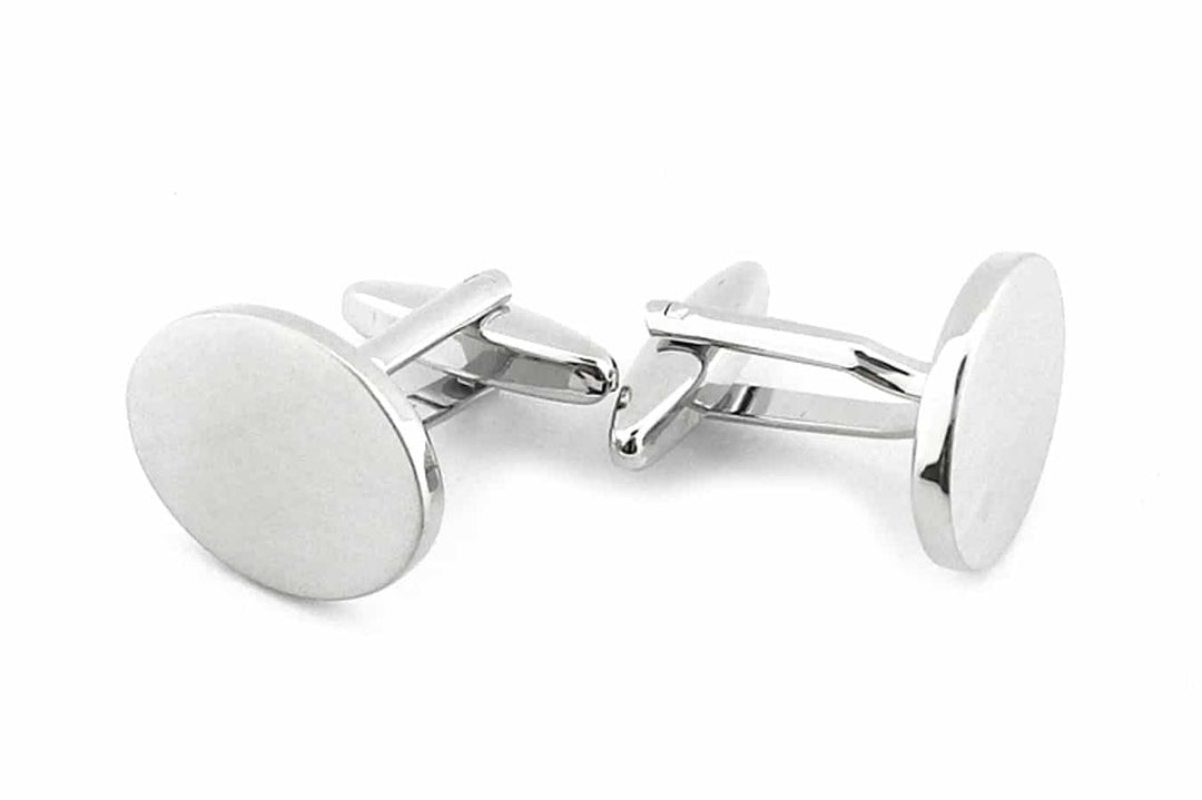 Brushed Silver Oval Cufflinks