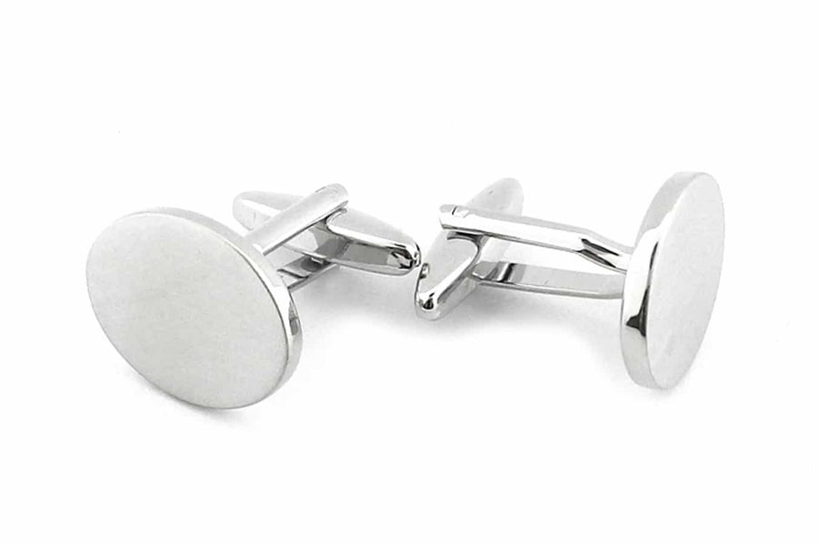 Brushed Silver Oval Cufflinks