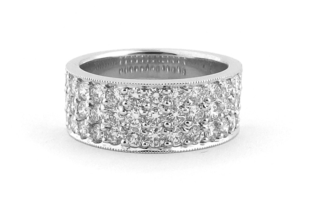 Platinum pave set round brilliant cut ring