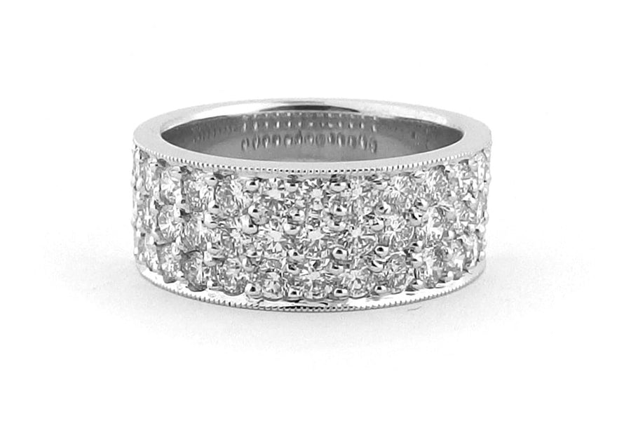 Platinum pave set round brilliant cut ring
