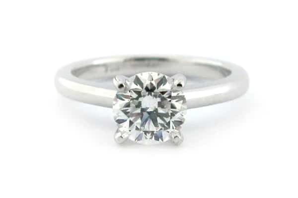 Classic Four claw set round brilliant cut diamond ring