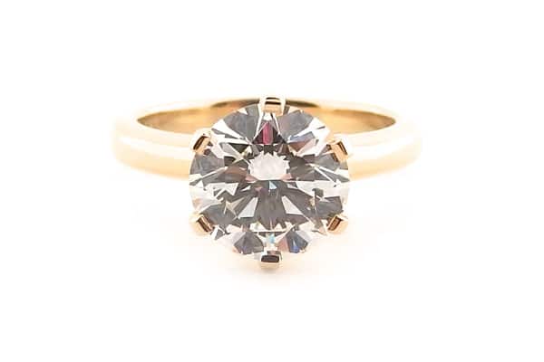 Classic yellow gold solitaire round brilliant cut ring