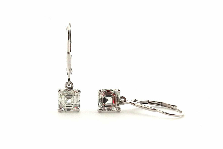 Asscher cut diamond earrings