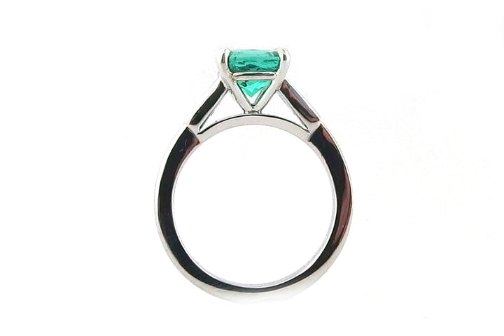 Cushion Cut Emerald Ring with Tapered Baguette Side Diamonds