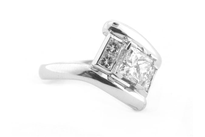 Princess cut twisted ring