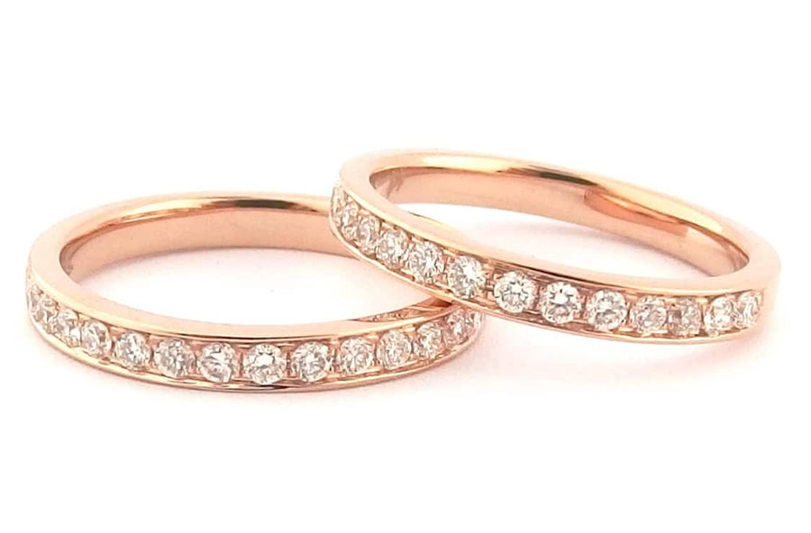 Rose gold bead set wedding bands