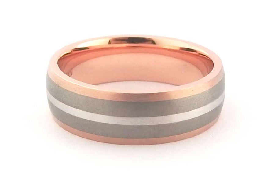 Three tone gold men's wedding ring