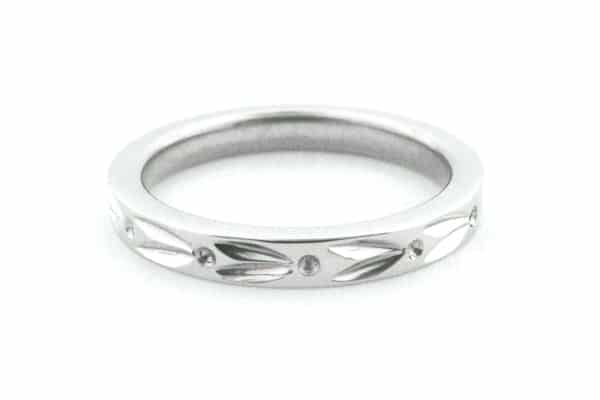 Engraved white gold ring