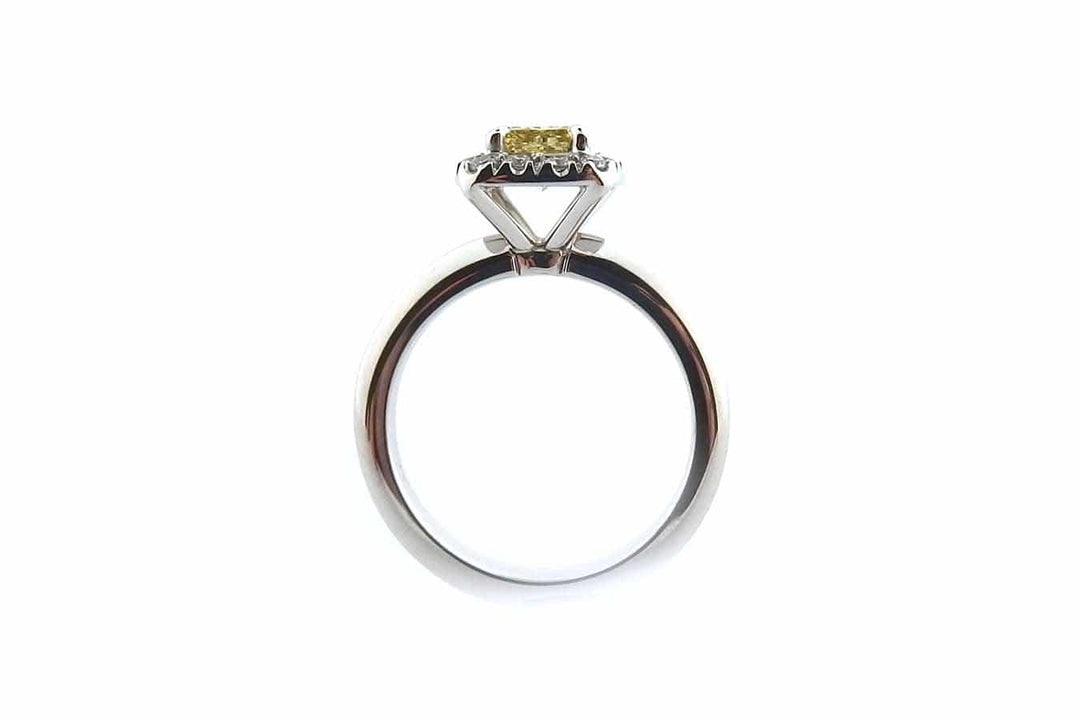 Yellow cushion cut halo