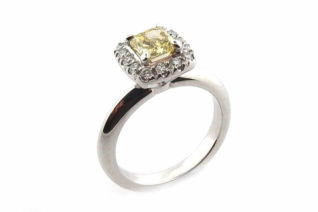 Yellow cushion cut halo