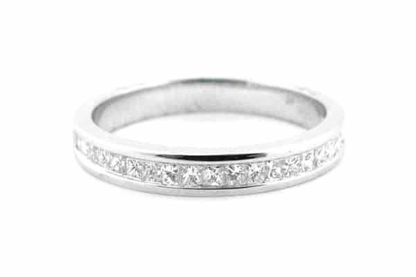 Fine wall princess cut channel set ring