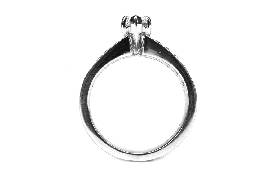 Marquise diamond ring with a split diamond set band