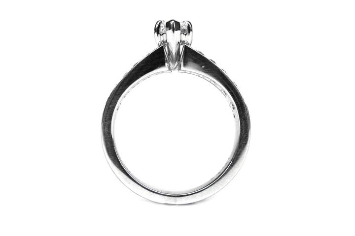 Marquise diamond ring with a split diamond set band