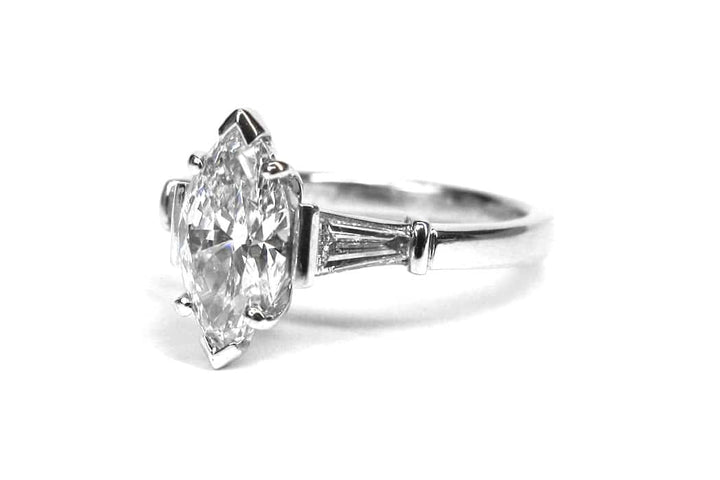 Marquise diamond ring with tapered baguettes