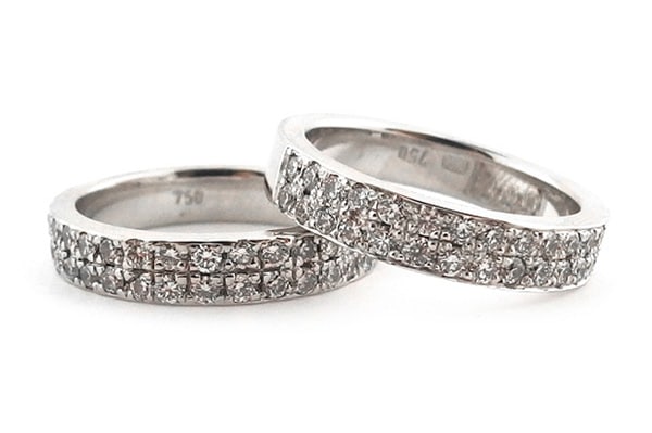 Matching double row diamond rings