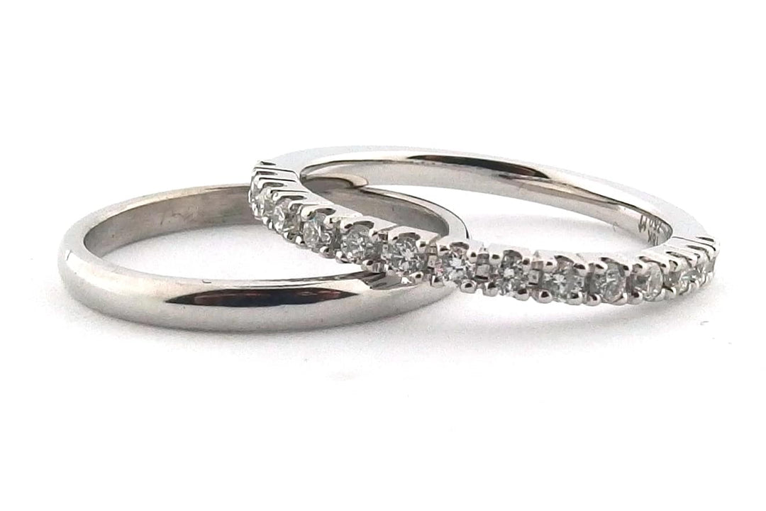 A pair of classic and diamond set rings
