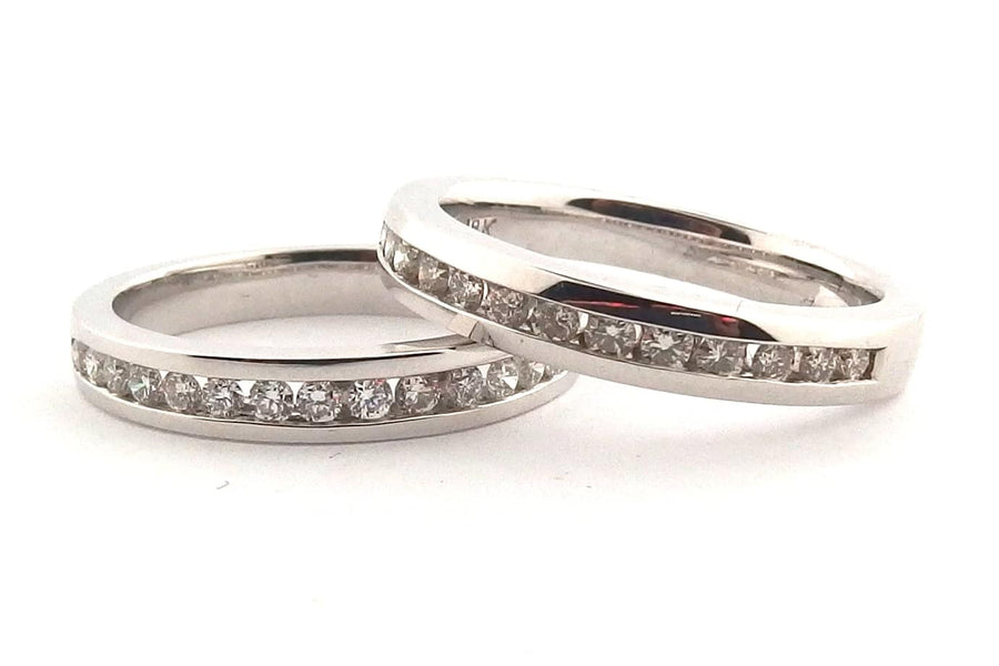 Matching set of channel set ladies rings