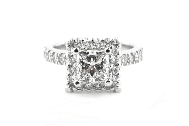 Princess cut diamond halo ring