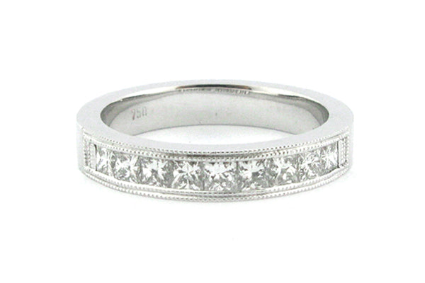 Princess cut ring with a double milgrain edge