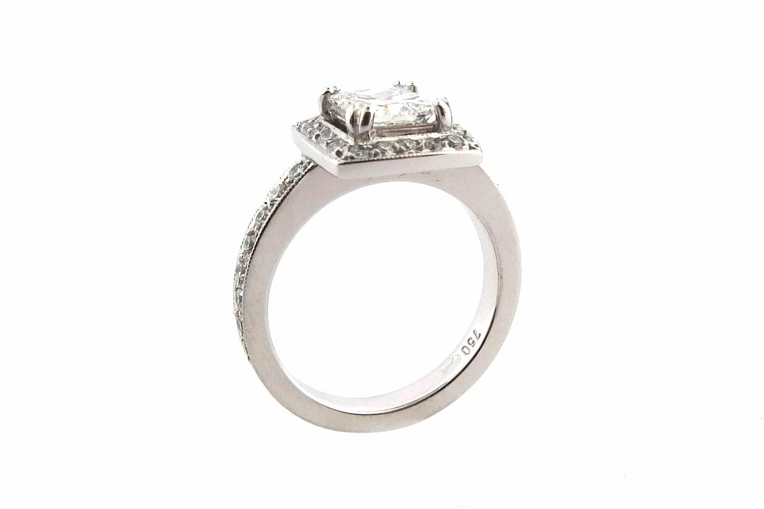 Princess cut with a cushion shape halo