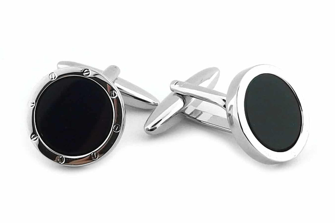 Rhodium & Black Cufflinks with bolt detail