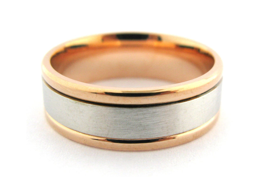Rose and white gold men's wedding band