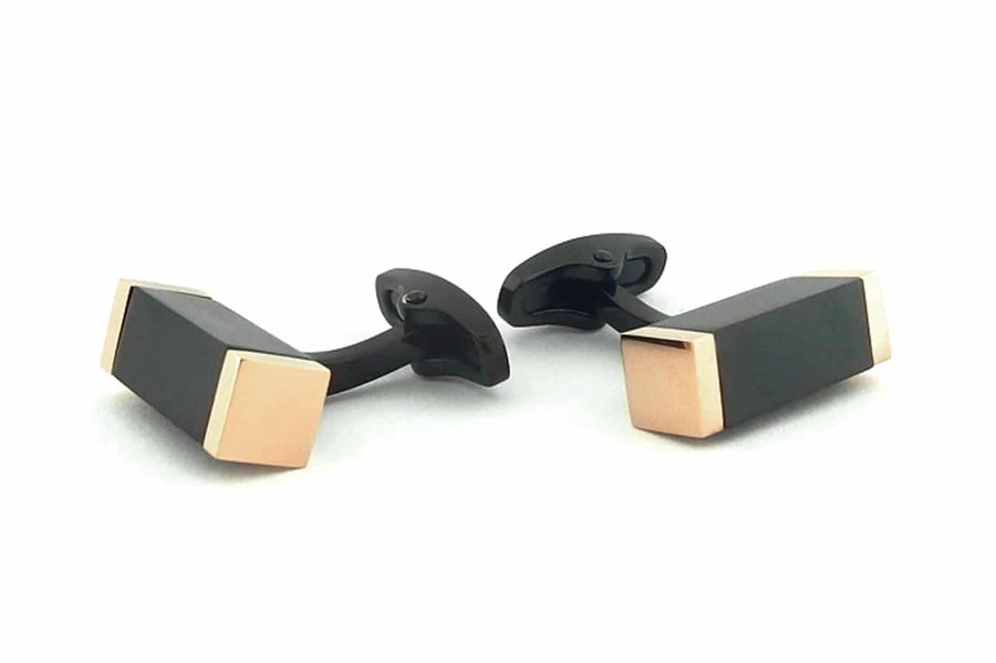 Rose Gold and Black Cufflinks