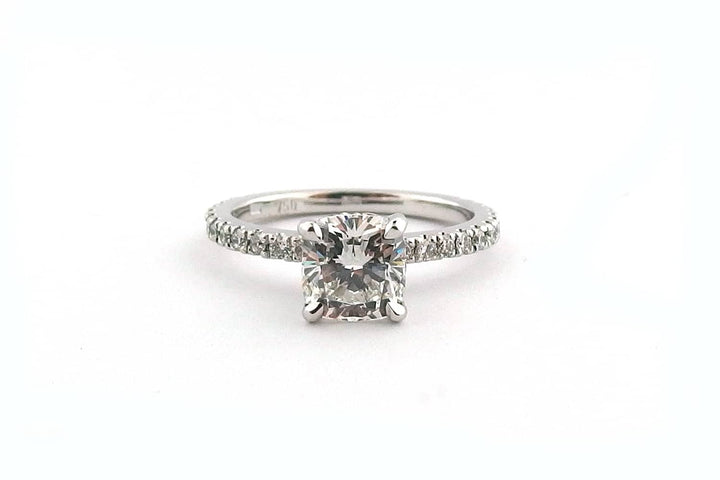 Cushion cut with diamonds in the setting